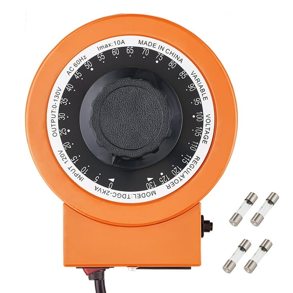 KFFKFF 2000VA Automatic Voltage Transformer, 15.3 Amp, Input of 110V with 0-130V Output, AC Power Regulator Supply, Comes with 4 Additional Fuses and Thermal Control Switch, Suitable for Home