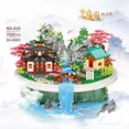 thumbnail image 2 of Blocks World Architecture Peach Garden Temple Village Bridge Waterfall Building Block 3D Diamond Mini Brick Toy For Gifts R230814, 2 of 6