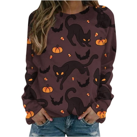 Image of Jyeity Save Him Big Spring And Round Neck Print Thin Loose Long Sleeve Sweater Adult Halloween Costume Navy Size L(US:8)