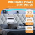 thumbnail image 3 of Craftian King Size Standard Bed Frame with Storage & Power Outlets, Upholstered Bed Frame with LED Lights & Headboard, White, 3 of 9