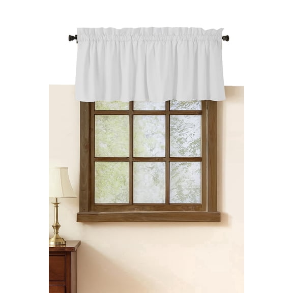 Native Fab Set of 2 Valance Curtains for Windows 54"x18" for Living Room Bedroom Kitchen Windows Bathroom, Farmhouse Vintage Curtain Valances Rod Pocket - White