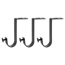 3Pcak Ceiling Mount Curtain Rod Brackets, Drapery Holder for 1 Inch Rod, Black