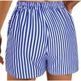 thumbnail image 6 of Womens Boxer Shorts High Waist Stripe Elastic Waist Shorts Casual Summer Lounge Beach Vacation Shorts with Pockets, 6 of 6