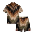 thumbnail image 4 of Mens Short Sleeve 2 Piece Sets Retro Texture Print Button Down Casual Summer Beach Vacation Shirt and Shorts Outfit, 4 of 6