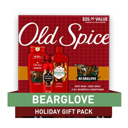 Old Spice Bearglove Holiday Gift Pack  Includes Body Wash  Body Spray and 2-in-1 Shampoo & Conditioner