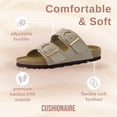 thumbnail image 3 of Cushionaire Legacy Cork Footbed Leather Sandals for Women – Genuine Leather Double Strap Slides with Adjustable Buckles + Memory Foam, 3 of 15