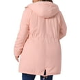 thumbnail image 4 of DARING DIVA Women's Plus Size Faux Fur Lined Long Anorak with Hood 1X Pink, 4 of 6