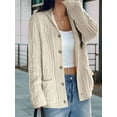 thumbnail image 6 of Women'S Oversized Chunky Knit Cardigan Fashion Long Sleeve Front Open Sweater Fall Winter Outerwear Apricot L, 6 of 8