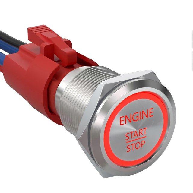 Push Start Ignition Switch, Off-(ON) Instant Engine Start Push Button Switch, 12V Waterproof Car Engine Push Button Switch with LED Light for Car(RED