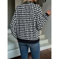 thumbnail image 2 of Womens Houndstooth Zip Up Jacket Casual Wool Coats Fashion Fall Outfits for Women Black S, 2 of 7