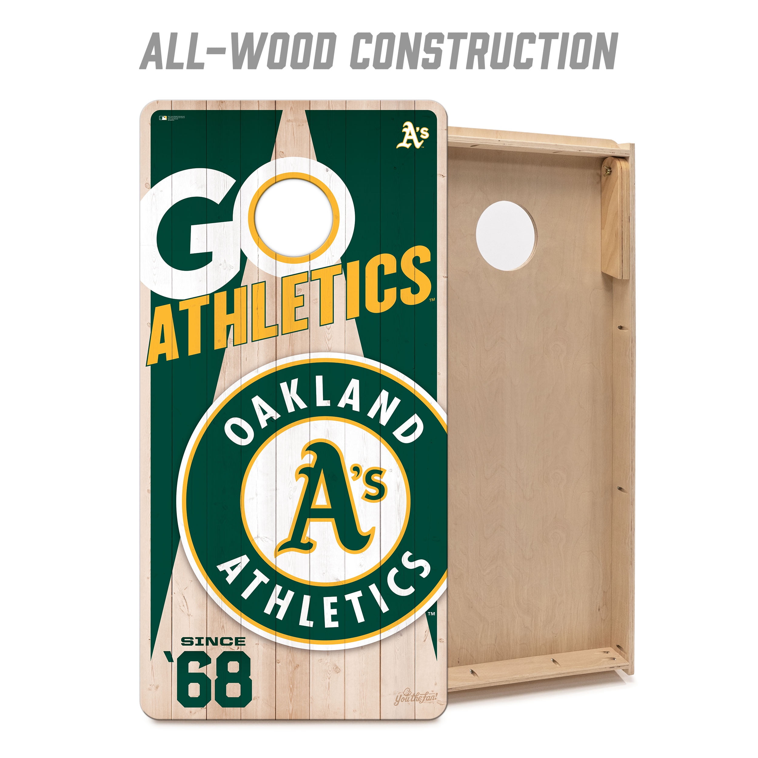 YouTheFan MLB Oakland Athletics 2' x 4' Cornhole Game No Bags