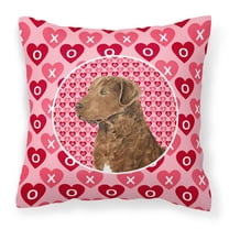 Carolines Treasures SS4531PW1414 Chesapeake Bay Retriever Hearts Love and Valentines Day Fabric Decorative Pillow