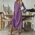 thumbnail image 7 of ClodeEU Women's Long Sleeve Dress , Casual V Neck Long Dress with Pockets Purple,Womens Plus L, 7 of 7
