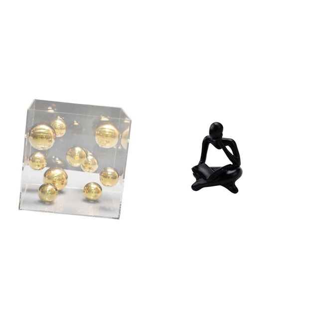 Adorno abstracto de caja cuadrada de acrílico para lector, figura decorativa, estatua de resina humana coleccionable, cubierta de acrílico única para