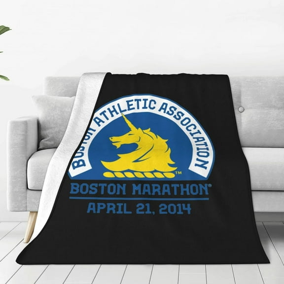 Boston Marathon Logo Blanket Large Luxury Fleece Soft Anti-Static Anti-Pilling Flannel Bed Blanket