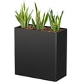 thumbnail image 3 of Galvanized Steel Tall Planter – 24x12x24in with Removable Insert Shelf | All-Weather Rectangular Metal Planter Box for Porch, Garden, Patio | Indoor & Outdoor Use | Black, 3 of 9