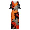 thumbnail image 4 of Vestidos Para Mujer Maxi Vestido Moda Verano Estampado Casual Cuello Pico Encaje Cosplay Manga Corta Vestido Largo Odeerbi ODB148349, 4 of 5