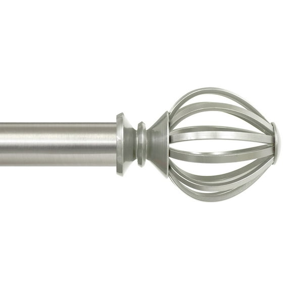 Lumino 1" Plated Brushed Nickel Regis Cage Adjustable Single Curtain Rod Set, 42"-120"
