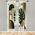 thumbnail image 2 of Ambesonne Monstera Leaf Mid Century Modern Curtains, Beige/Dark/Green/Caramel, 28"x84", 2 of 2