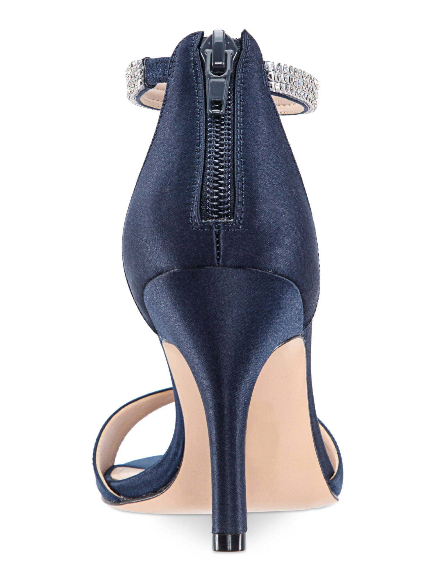 NINA Womens Navy Cushioned Ankle Strap Embellished Volanda Almond Toe  Stiletto Zip-Up Leather Dress Sandals 10 M - Walmart.com