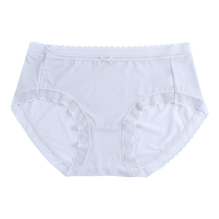 Lace Ice Silk Underwear Women High Waist Tummy Control Panties For