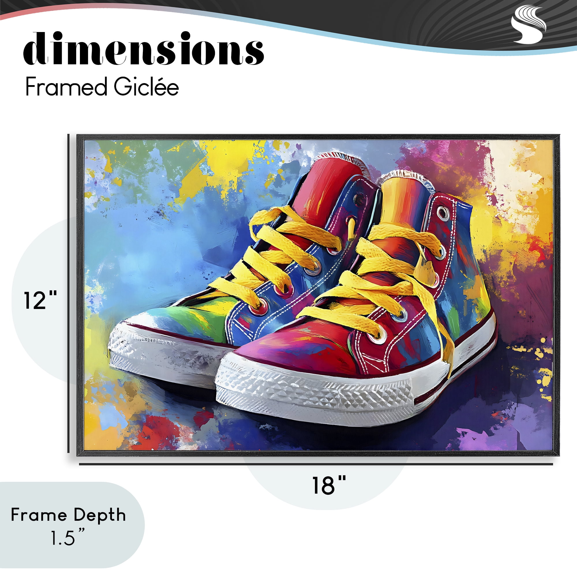 Stupell Industries High Tops with Yellow Laces Black Framed Giclee Art, design by Creative Studio