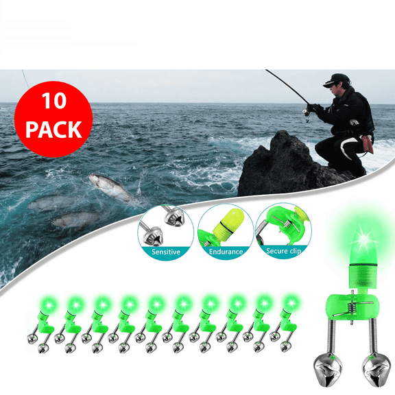 10/20/40 Pack LED Fishing Rod Light Alarm with Bells & Clip, Night Fishing Bite Alert Tip Indicator for Rod Tip