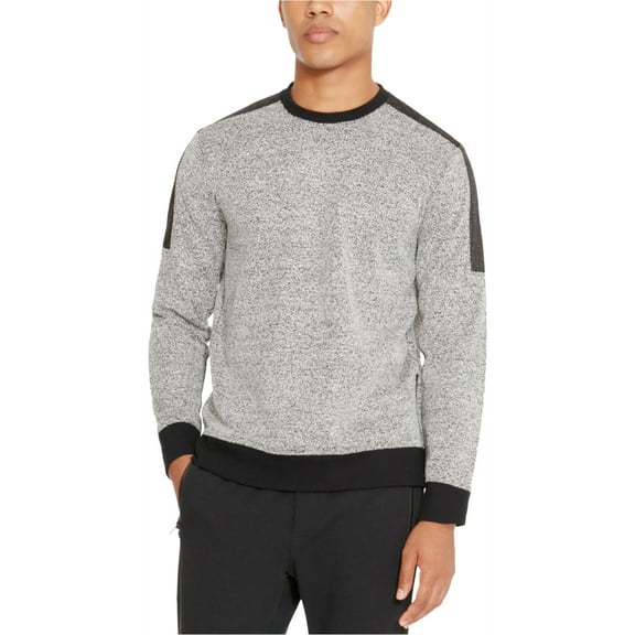 Kenneth Cole Mens Colorblocked Textured Sweatshirt, Black, Large