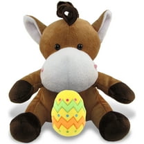 DolliBu Super Soft Horse with Yellow Easter Egg Plush - Perfect Farm Life Stuffed Animals for Easter Basket, Cute Easter Egg Stuffed Animal Spring Toys for Girls, Boy, Baby - 6 Inches