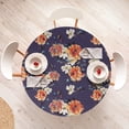 thumbnail image 4 of Ambesonne Flowers Fitted Round Tablecloth, Blossoms Leaves Botanical, 56"- 60" Diameter, Quartz Orange and Blue, 4 of 5