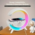 thumbnail image 3 of Haut-parleur Bluetooth à Chargement Sans Fil LED - Réveil de Chevet 15W avec Lumières RGB, Chargeur de Téléphone Sans Fil, Radio FM/AM & Audio Bluetooth 5.3 (Blanc), 3 of 6