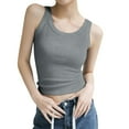 thumbnail image 2 of Womens Tank Tops with Built in Bras Stretchy Ribbed Scoop Neck Fitted Padded Sleeveless Shirt Basic Tanks, 2 of 4