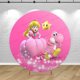 thumbnail image 4 of Fondo de fiesta de princesa de dibujos animados de color rosa melocotón, pancarta redonda, fondo de cumpleaños para niñas y niños, cubierta para baby shower, accesorios fotográficos de Marios, decorac, 4 of 5