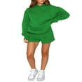thumbnail image 1 of Casual Solid Color Hooded Sweatshirt and Loose Shorts Set for Women, 1 of 6