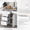 thumbnail image 5 of Kitchen Cart with Rubber Wood Countertop , Kitchen Island has 8 Handle-Free Drawers Including a Flatware Organizer and 5 Wheels for Kitchen Dinning Room, White, 5 of 9