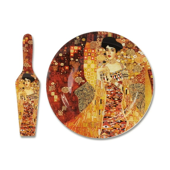 Decorative Plate and Spatula Set, Amazing Design Platter for Home and Decor - 12 Inches Plate and Spatula Set, Adela, G.Klimt
