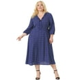 thumbnail image 3 of DARING DIVA Plus Size Elbow Sleeve Sweetheart Midi Ruffle Dress 3X Blue, 3 of 6