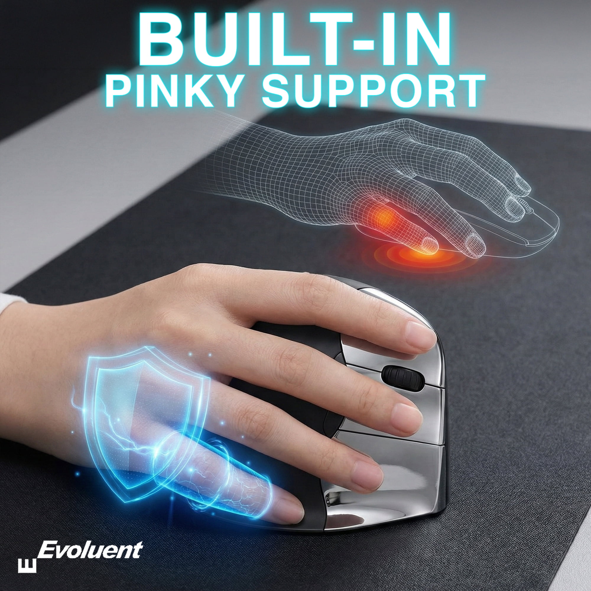 Evoluent – Inventor of The Vertical Mouse – VMC Vertical Ergonomic Mouse Wireless USB/Bluetooth Ergo Design for Right Hand M-L, Sculpted Comfort, 4 Speeds, Copy & Paste Buttons