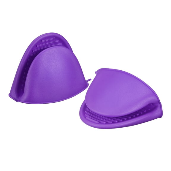 Mini Oven Mitt Pot Holder Heat Resistant Pinch Covers Gloves Purple 4 Pack