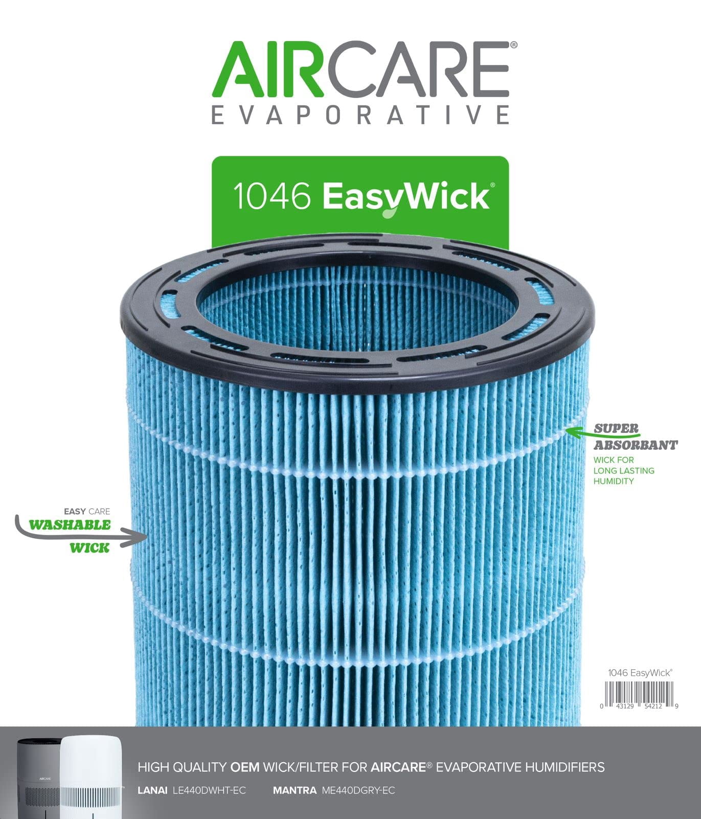 AIRCARE 1046 Easy Wick, Washable Replacement Wick Filter for Lanai and Mantra evaporative humidifiers