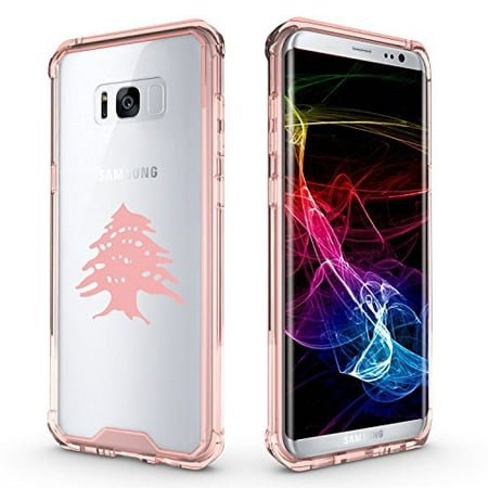For Samsung Galaxy Clear Shockproof Bumper Case Hard Cover Cedar Tree Lebanon Lebanese (Pink For Samsung Galaxy