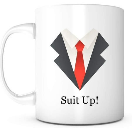 

Suit Up Red Tie-11 Ounce White Ceramic Mug Party Favor for Wedding Anniversary Bachelor Party Father s Day Gift For Husband BFF Brother Best Man Bachelor Groomsmen Gift for Groom Husband Mug