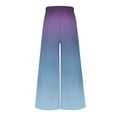thumbnail image 3 of Wycnly on Sale Pants for Women Womens Linen Pants Summer Fashion Gradient Print Loose Wide Leg Palazzo Long Pants Casual Elastic Waist Ladies Trousers, 3 of 4