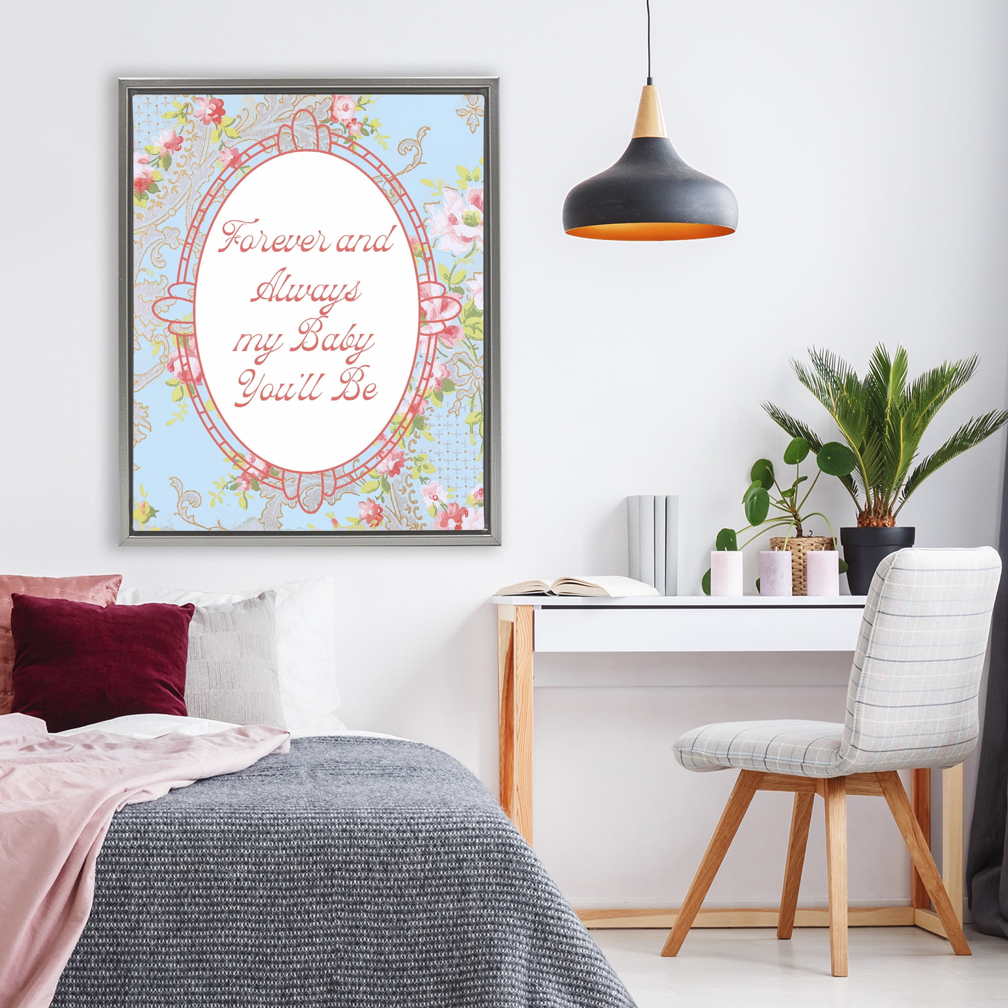 Stupell Industries Forever And Always My Baby Gray Framed Floater Canvas Wall Art, design by Lil' Rue