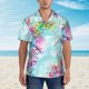 thumbnail image 2 of Balery Dragonfly Floral Camisas hawaianas de manga corta para hombre, camisas playeras de corte holgado, camisas de vacaciones con botones,Medium, 2 of 7