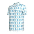thumbnail image 3 of Daiia Blue and White Squares Pattern Men’s Polo Shirts,Solid Deck Shirt,Classic Fit, Breathable Cotton Polo for Casual and Sport Wear-X-Large, 3 of 9