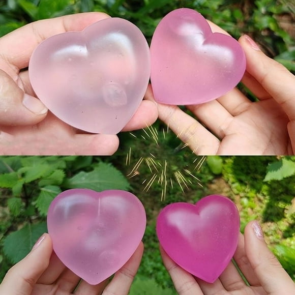 Eoozwa Cadeau de la Saint-Valentin Pincement Musique Jouet de Décompression Changement de Couleur TPR Lorsqu'exposé à la Lumière Jouet Anti-Stress en Forme de Cœur pour Bureau et Maison
