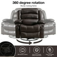 thumbnail image 2 of Manual Rocker Recliners, 360° Swivel Recliner Chair for Living Room, PU Leather Swivel Rocker Recliner with Massage and Heat, Home Theater Rocking Recliner with Cup Holder, Brown, 2 of 8