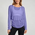 thumbnail image 2 of ZHOGXU Athletic Womens Long Sleeve T Shirt Round Neck Side Drawstring Loose Fit Tops Workout And Sport, 2 of 4