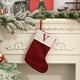 thumbnail image 1 of Calcetín navideño de punto | Medias navideñas con letras bordadas | Decoración para la repisa de la chimenea | Bolsa de regalo para dulces infantiles | Adorno navideño para el árbol, 1 of 3